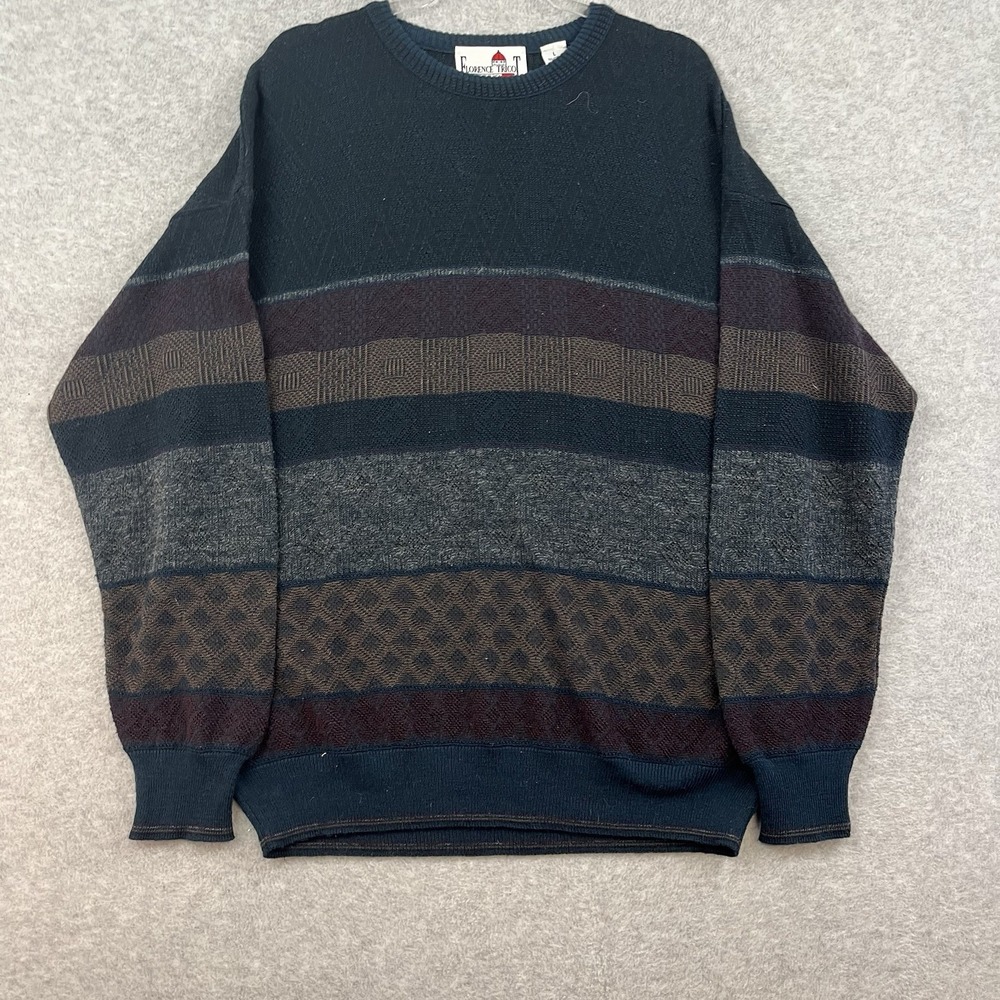 Vintage Florence Tricot Sweater Mens XL Geometric Long Sleeve Crewneck Wool Knit